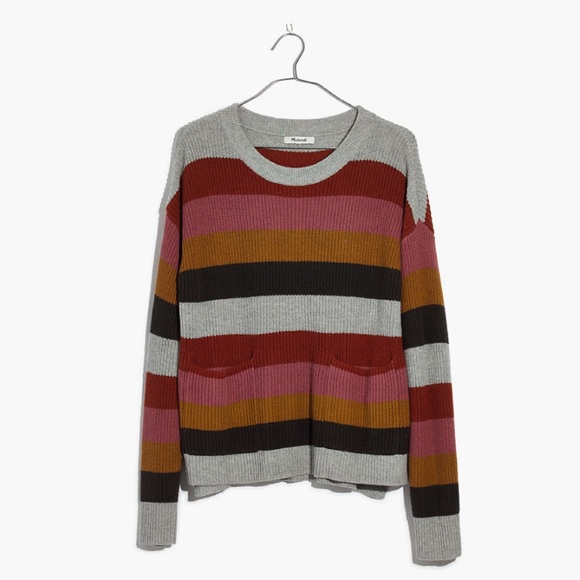 Madewell Sweaters - Madewell Patch Pocket Stripe Pullover Sweater XL